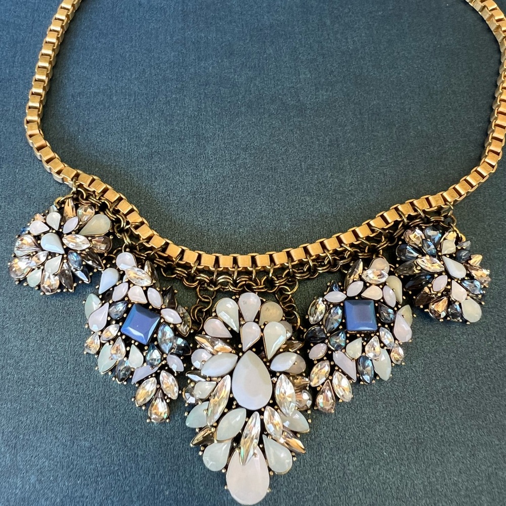 Talbots Chunky Costume Jewelry Blue Rhinestone - Statement Necklace 18-20”